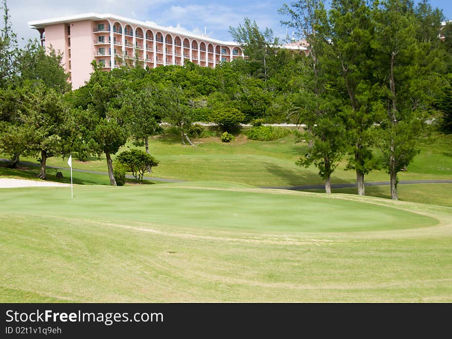 Beautiful tropical golf course at a resort. Beautiful tropical golf course at a resort