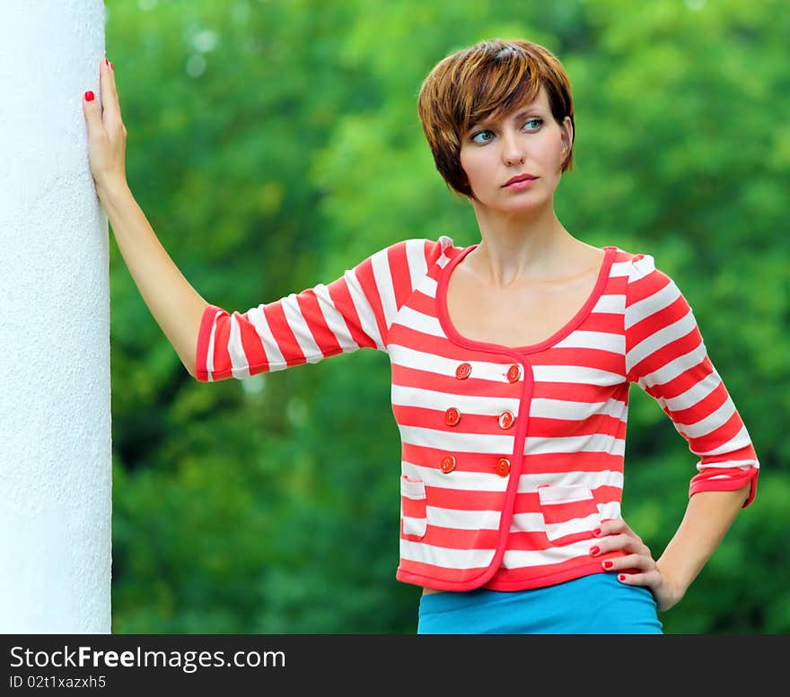 Face of a young girl being in nature