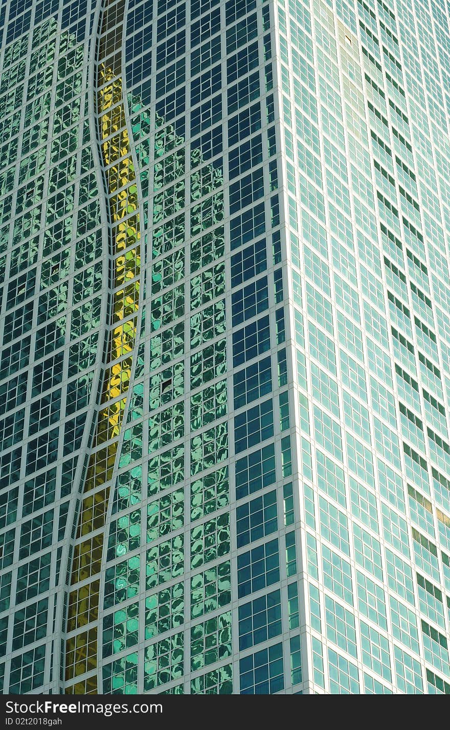 Fragment of a skyscraper clear day