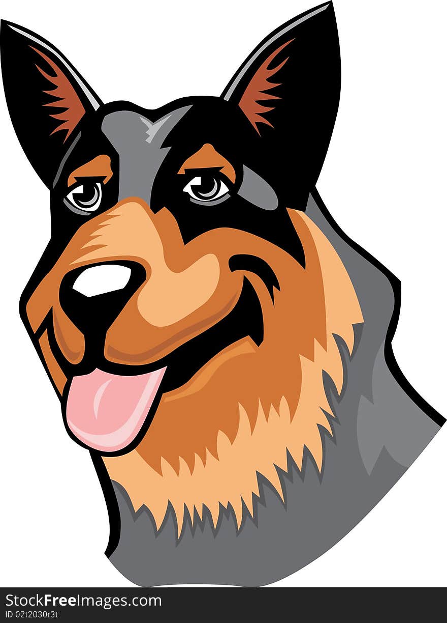 A cartoon of an australian cattle dog. A cartoon of an australian cattle dog