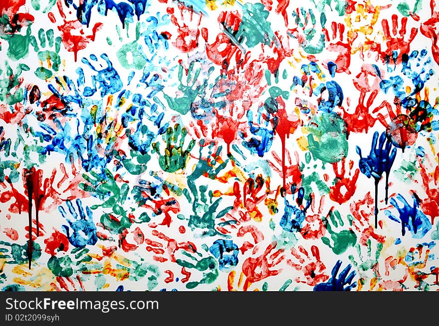 Colorful hand prints