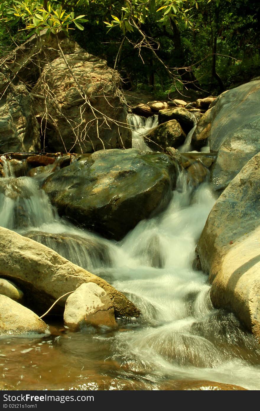 Small stream in lansang waterfall Thailand