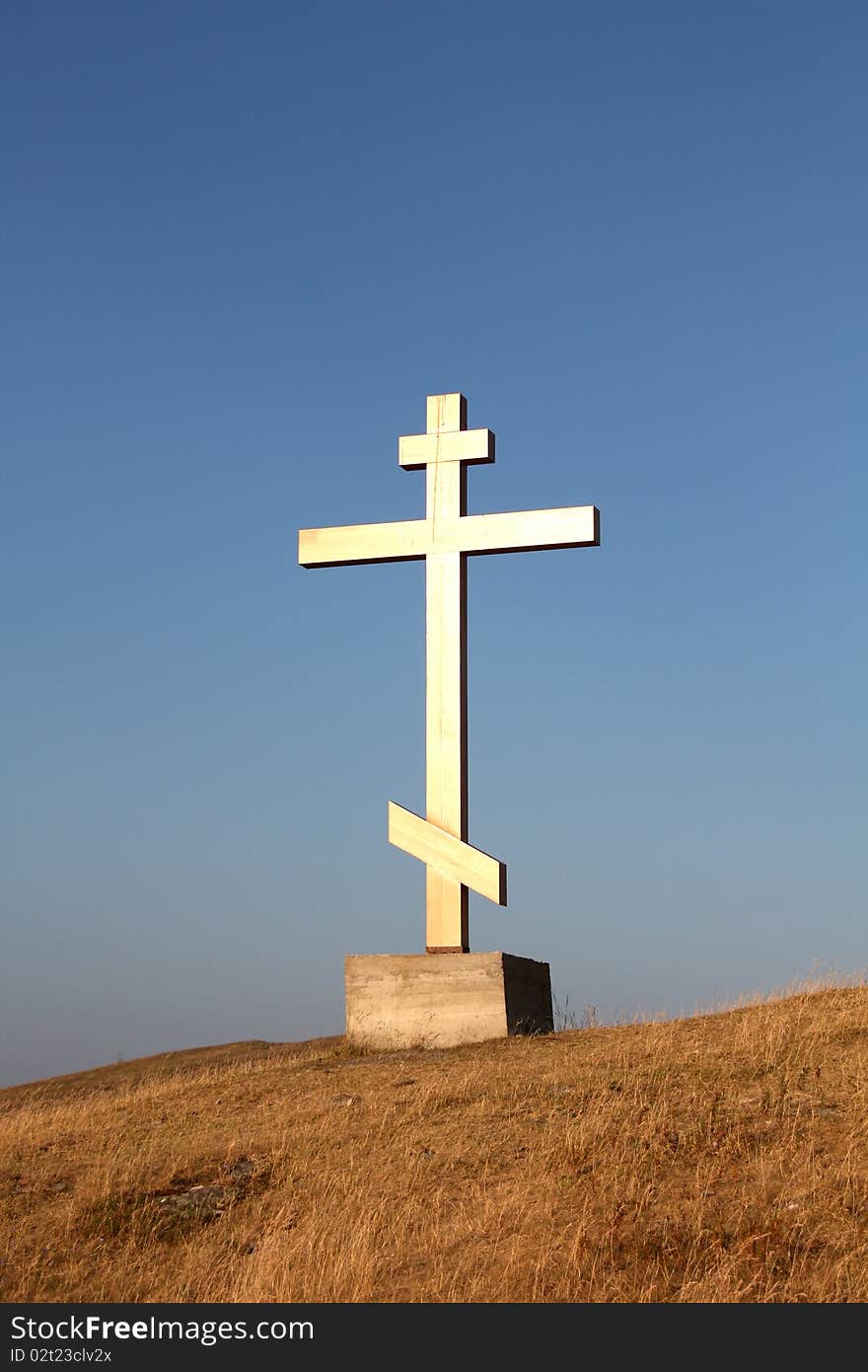 Christian cross is situated on the hill. Christian cross is situated on the hill