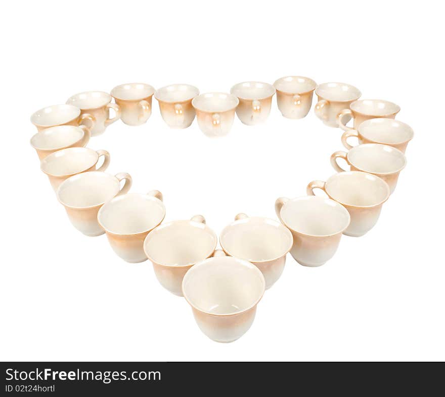 Cups on a white background