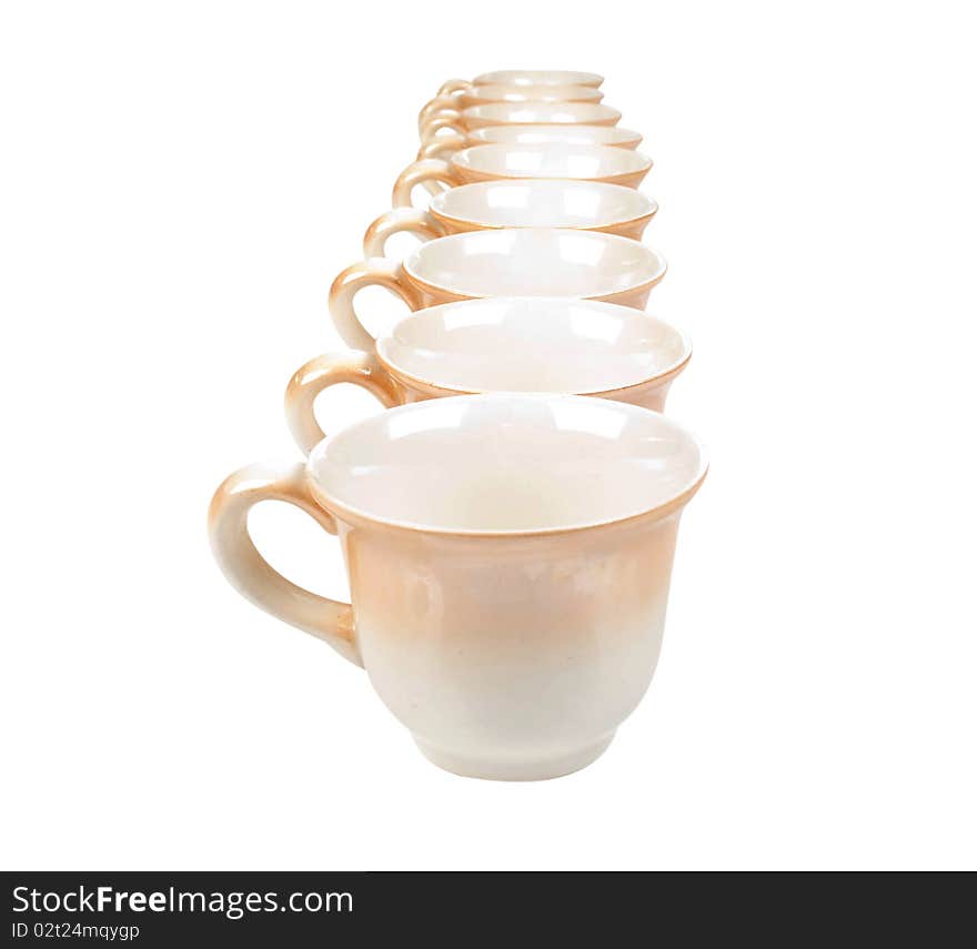 Cups on a white background