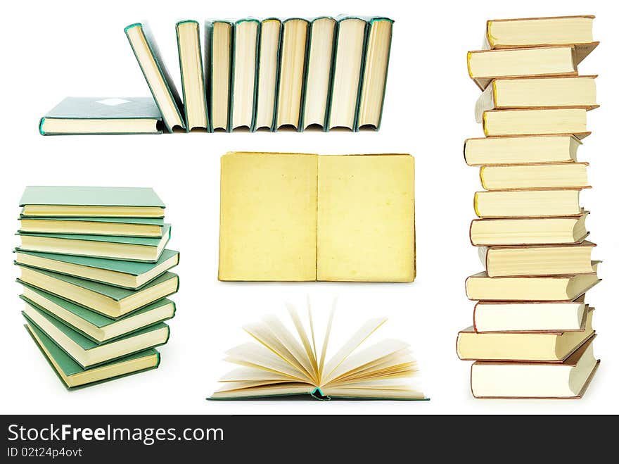 Stack of books isolated over white background