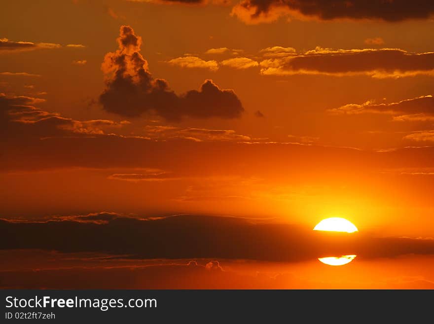 The colors of the sky at the sunset