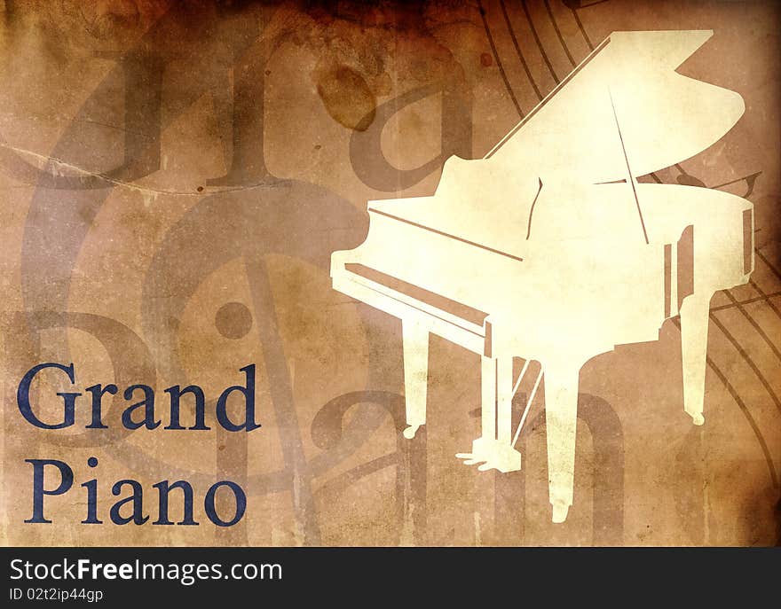 Grand piano music background and word piano. Grand piano music background and word piano