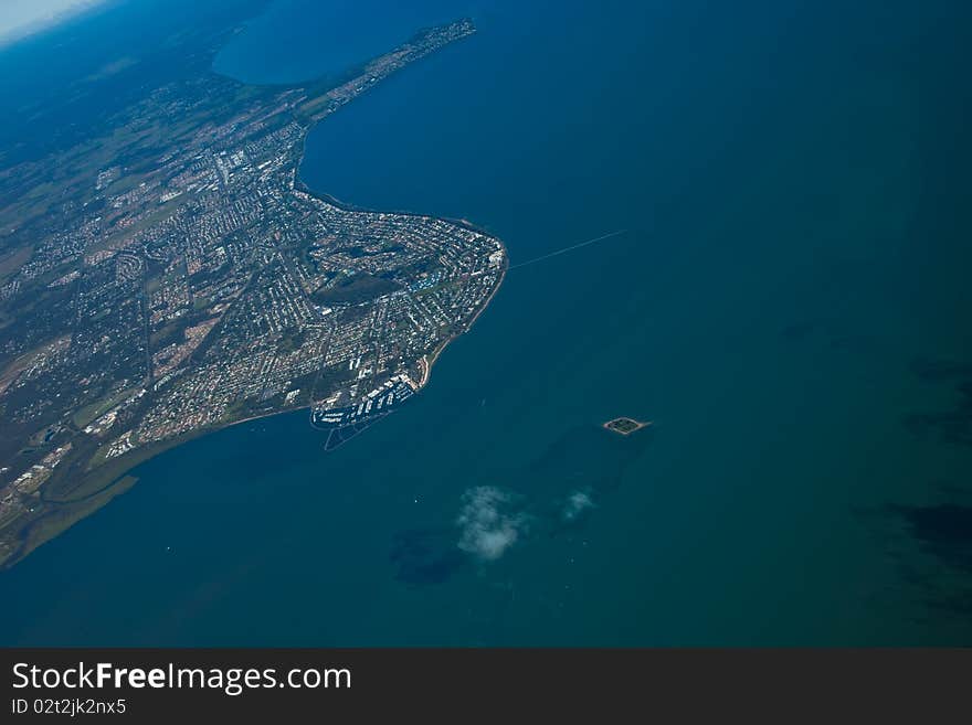 Aerial view of seaboard, Australia