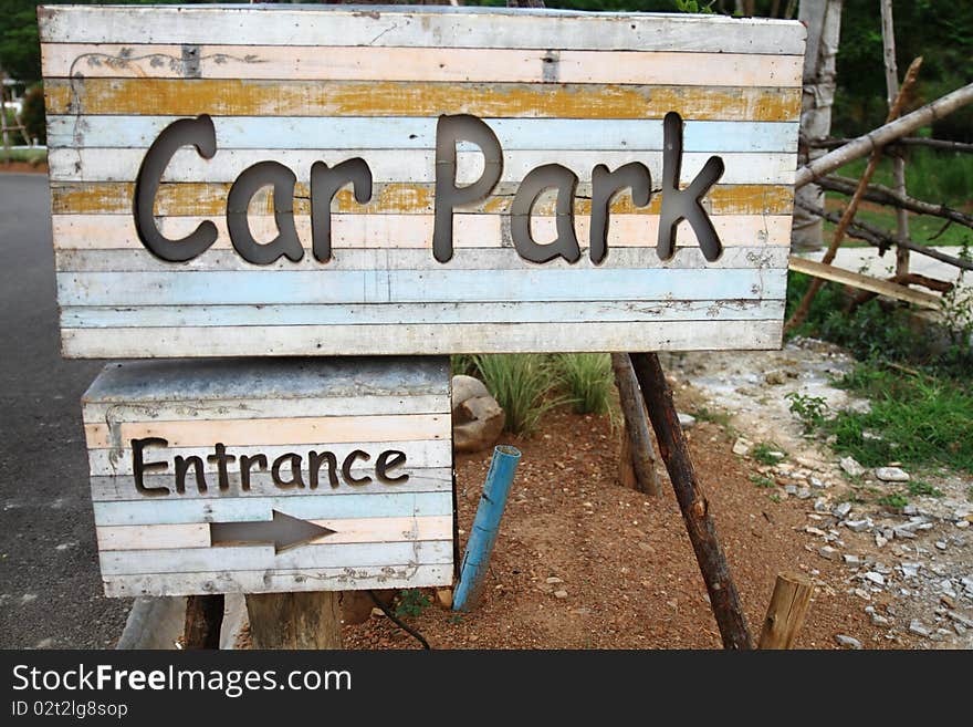 Sign car park entrance