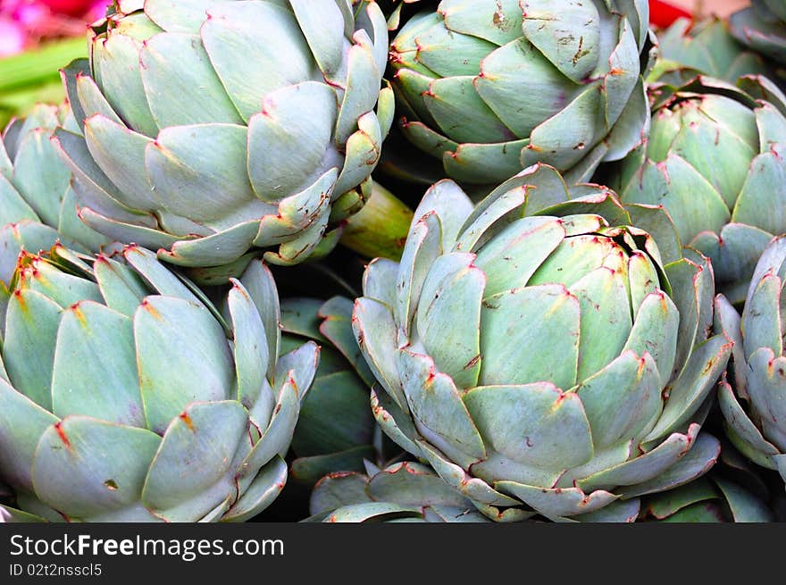 Shot of fresh artichokes at french market