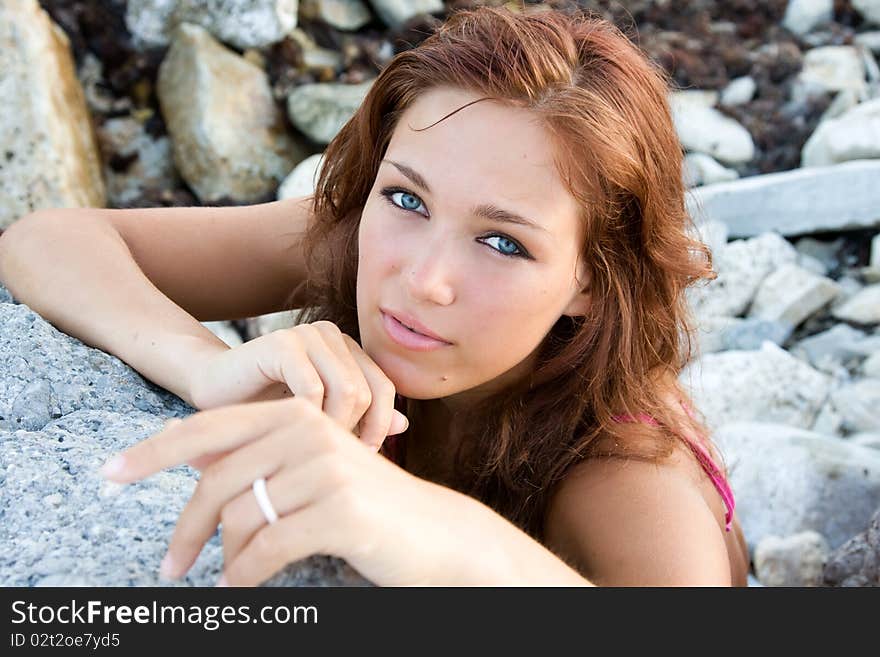 Portrait of a young blue-eyed girl. Portrait of a young blue-eyed girl