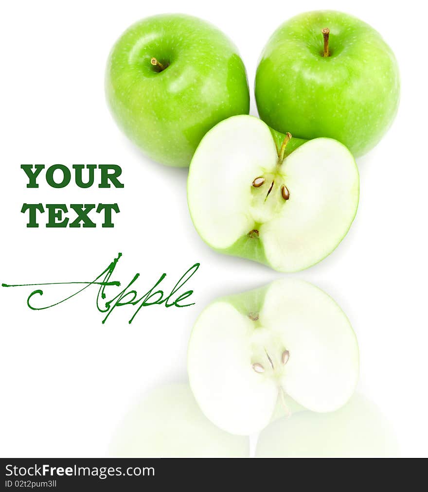 Green apples isolated on the white