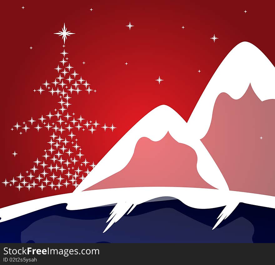 Christmas back ground with star tree in red. Christmas back ground with star tree in red