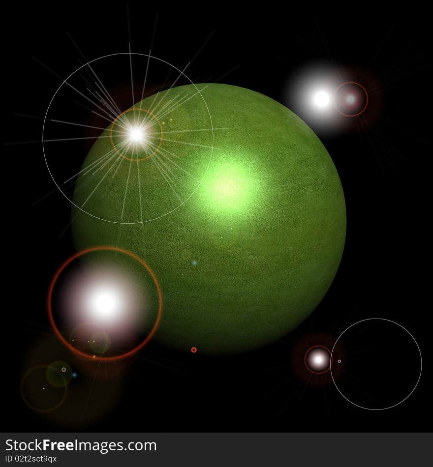 Green Planet Earth with stars abstract Background. Green Planet Earth with stars abstract Background