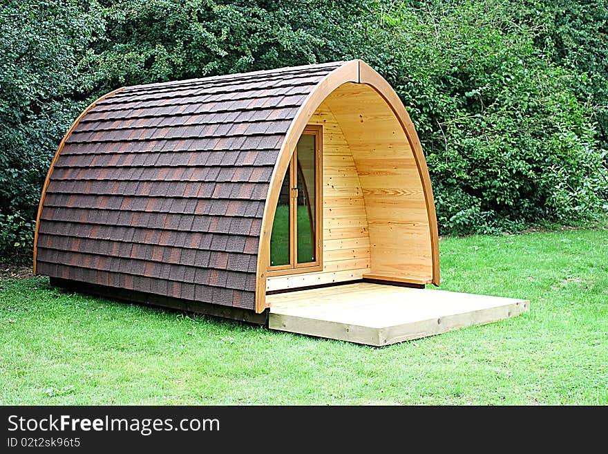 A Modern Wooden Camping Pod Cabin Hut.