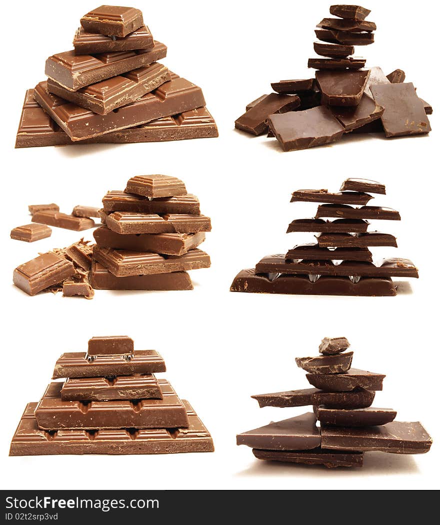 Stack Of Dark Chocolate Pieces. Stack Of Dark Chocolate Pieces