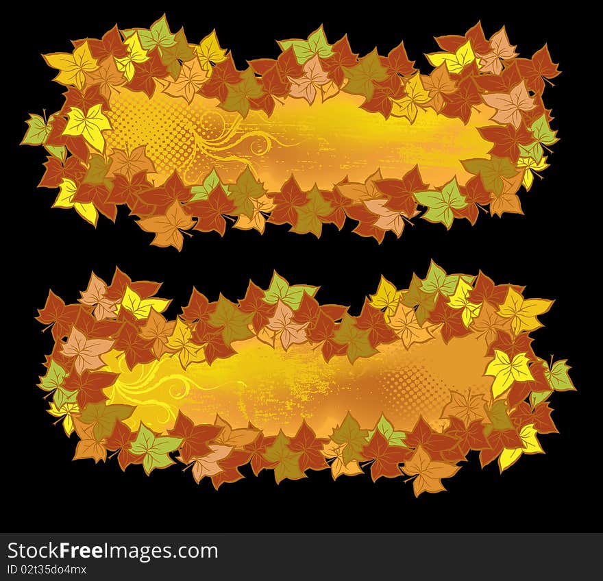 Autumn grunge beauty banners with floral design. Autumn grunge beauty banners with floral design