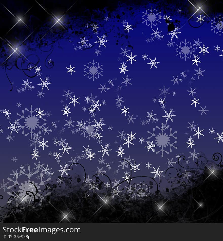 Beautiful background with nice snowflakes