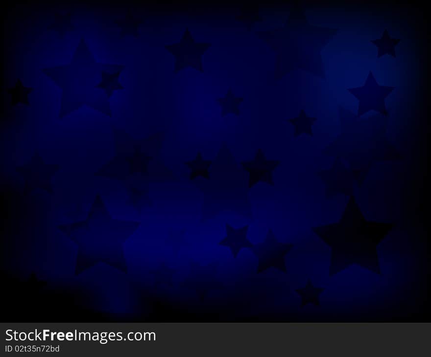 Dark stars glowing mysteriously over royal blue. Dark stars glowing mysteriously over royal blue