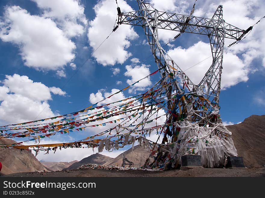 Yellowish mountain road view in tibet of China