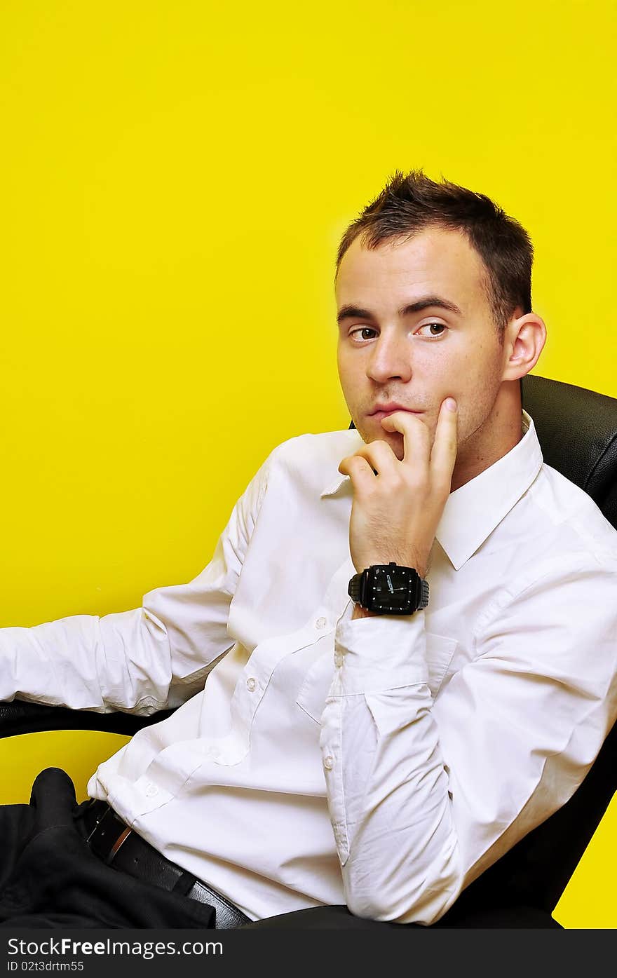 Young business man isolated on yellow background 01. Young business man isolated on yellow background 01