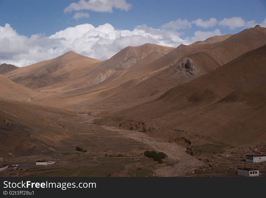 Yellow and brown wildness land in tibet of china. Yellow and brown wildness land in tibet of china