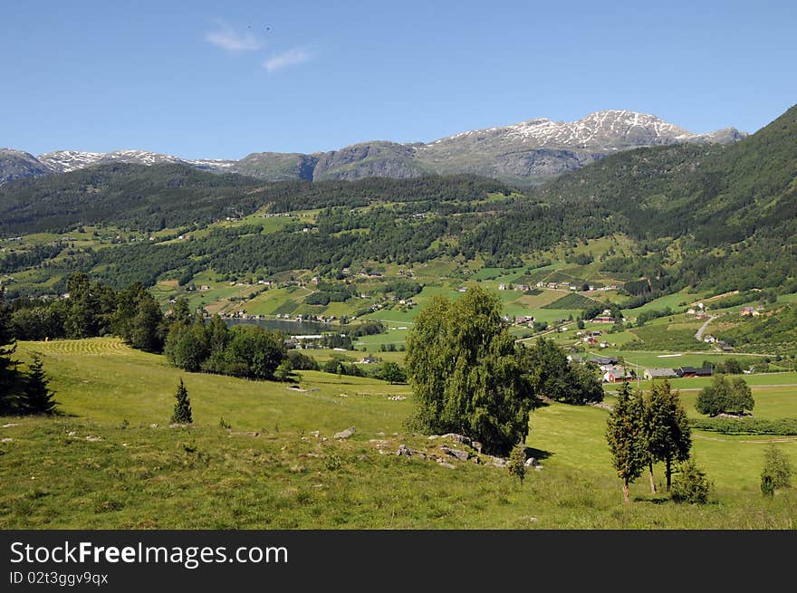 Countryside and fields in Hardangerfjord area of Norway. Countryside and fields in Hardangerfjord area of Norway