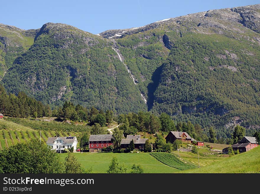 Countryside and fields in Hardangerfjord area of Norway. Countryside and fields in Hardangerfjord area of Norway