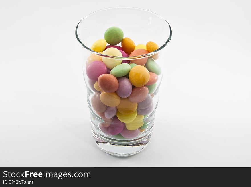 Multi color candy in glass