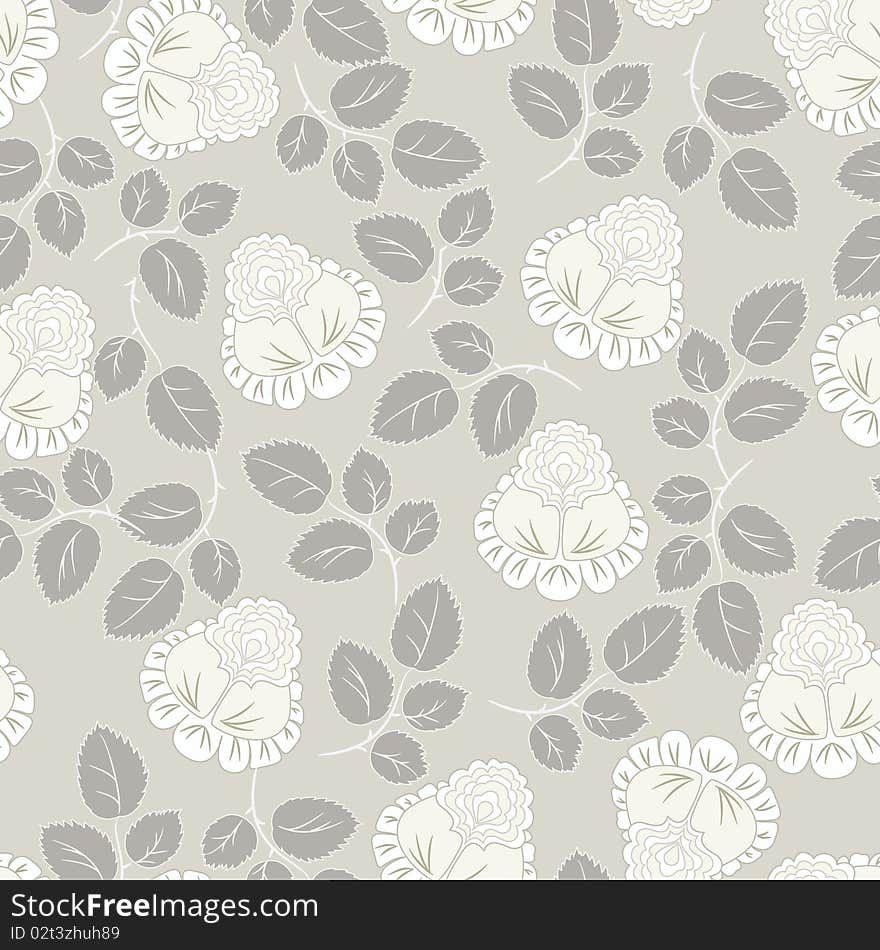 Roses pattern seamless on gray background. Roses pattern seamless on gray background