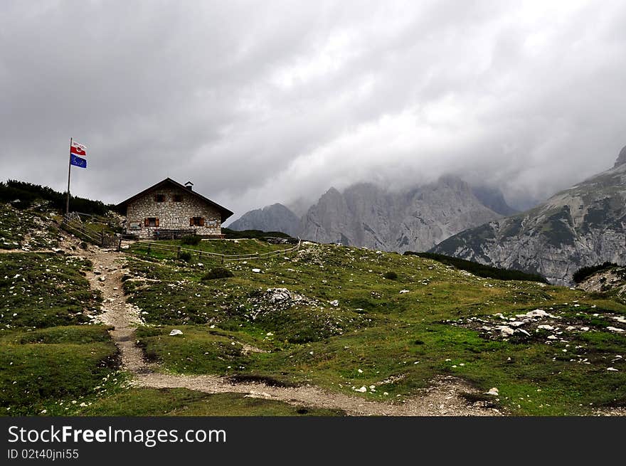 Landscape Dolomites of northern Italy. Tre Cime Di Lavaredo