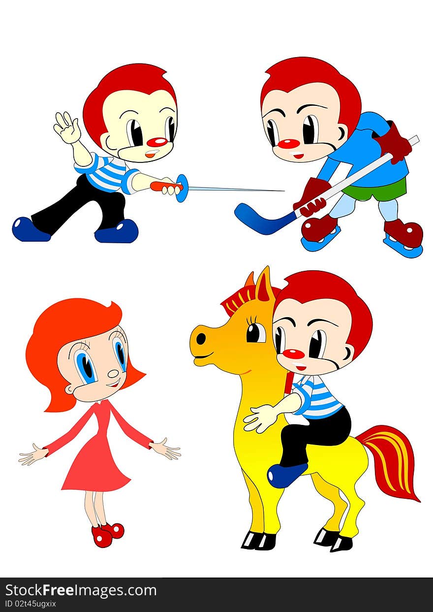 Vector colored set of funny children