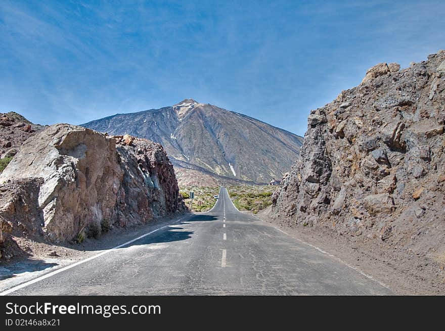 View of Teide Mount, the highest in Spain, located at Tenerife Island