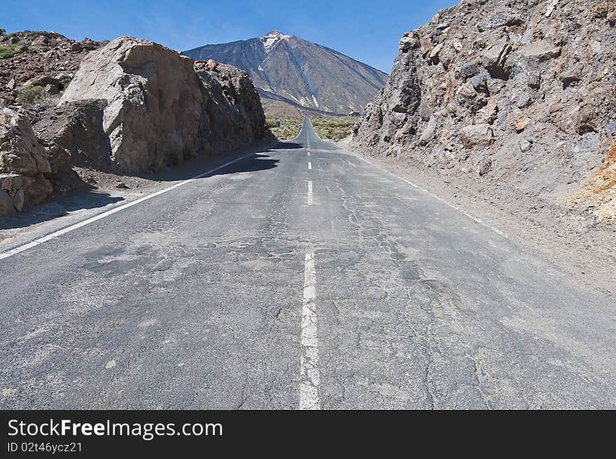 View of Teide Mount, the highest in Spain, located at Tenerife Island