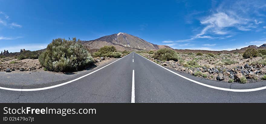 Panoramic view of Teide Mount, the highest in Spain, located at Tenerife Island