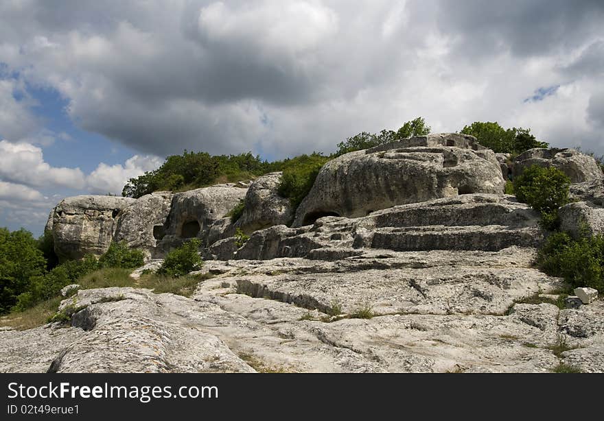 Eski-Kermen cave town n Crimea Ukraine