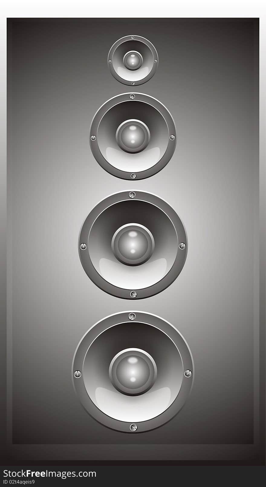 Isolated gray loudspeaker. Loudspeaker system. Isolated gray loudspeaker. Loudspeaker system