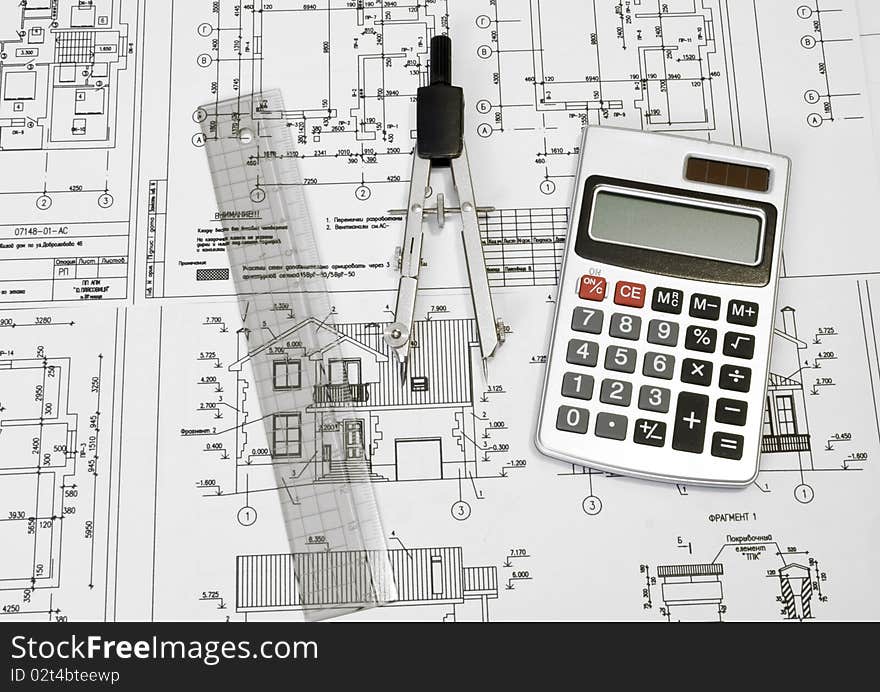 Close up of architect with blueprints. Close up of architect with blueprints