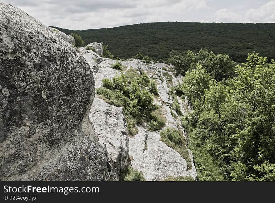 Eski-Kermen cave town n Crimea Ukraine