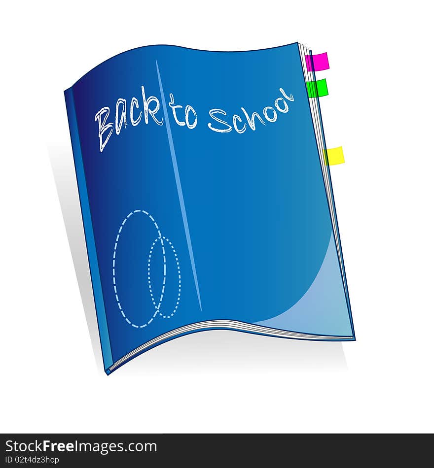 Blue Back to scholl notebook illustration. Blue Back to scholl notebook illustration