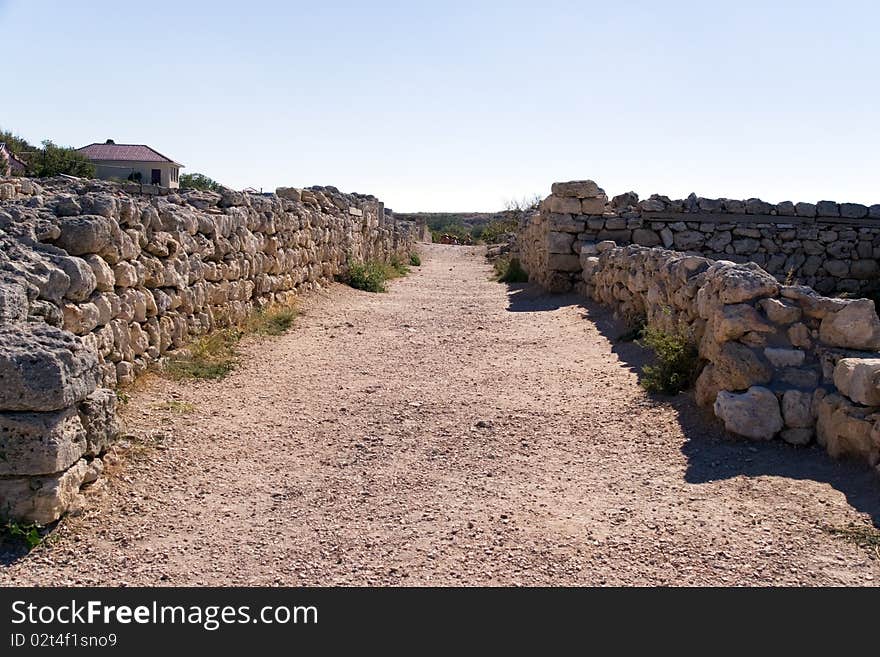 Street in excavations of old city