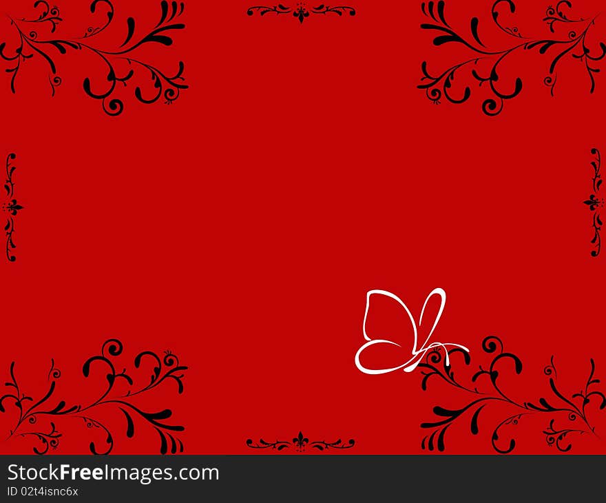 Floral element on a red background. Floral element on a red background