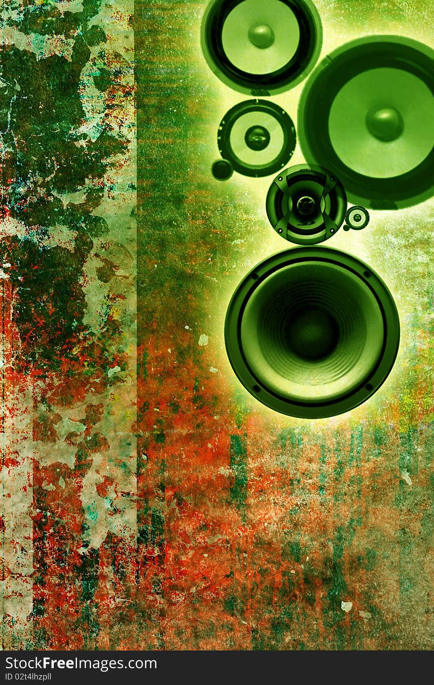 Speakers on a grungy arban background. Speakers on a grungy arban background