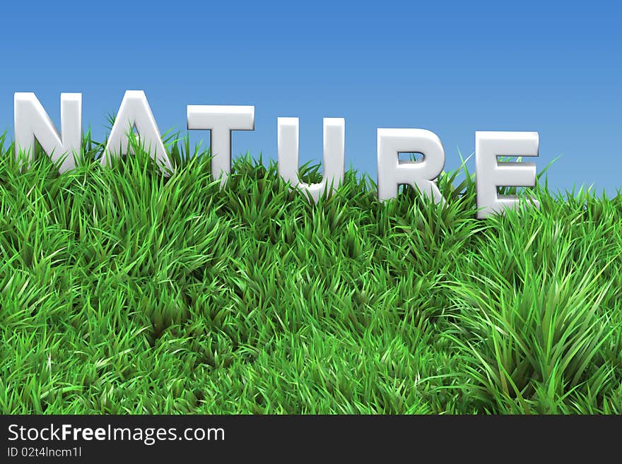 Nature 3d text on green grass. Nature 3d text on green grass