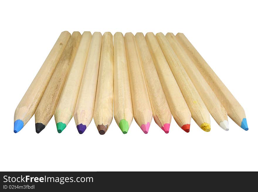 The image of color pencils under the white background