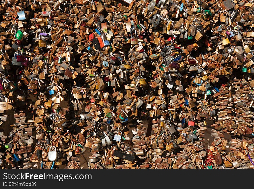 Padlocks on a rack give a lot of luck