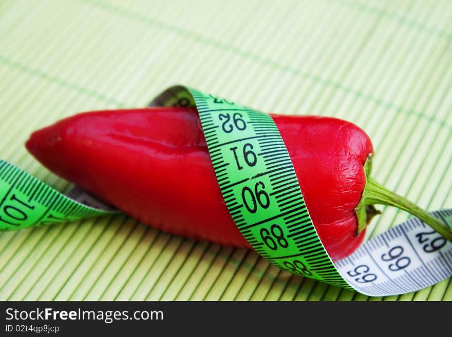 Red pepper with centimeter