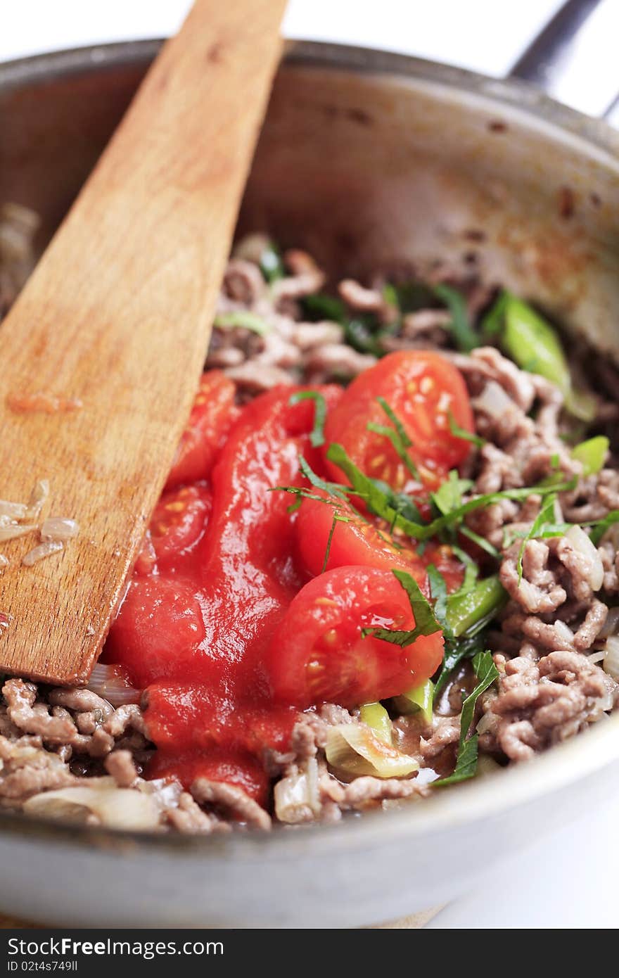 Preparing meat dish