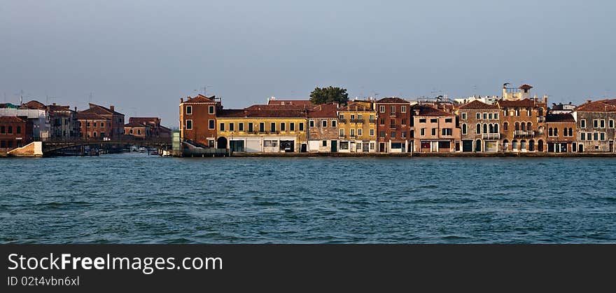 Row of a various houses on a bank. Row of a various houses on a bank